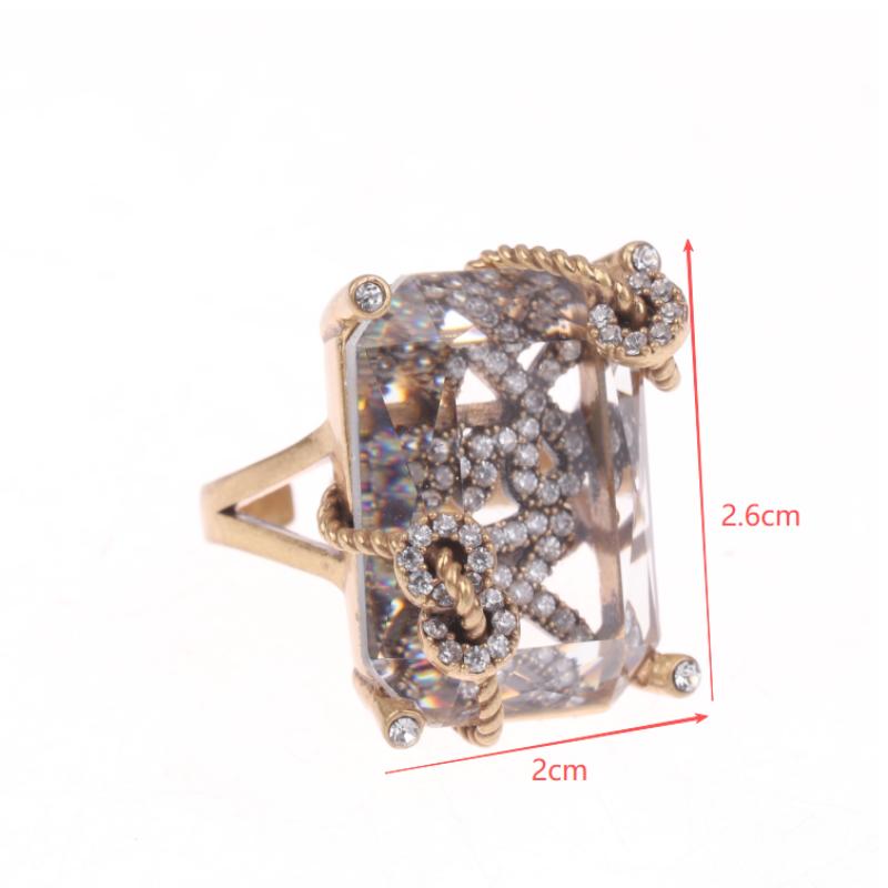 Luxury Designer Transparent Crystal Earrings Stud Ring Square Winding Gold Color Vintage Jewelry High Quality Accessories