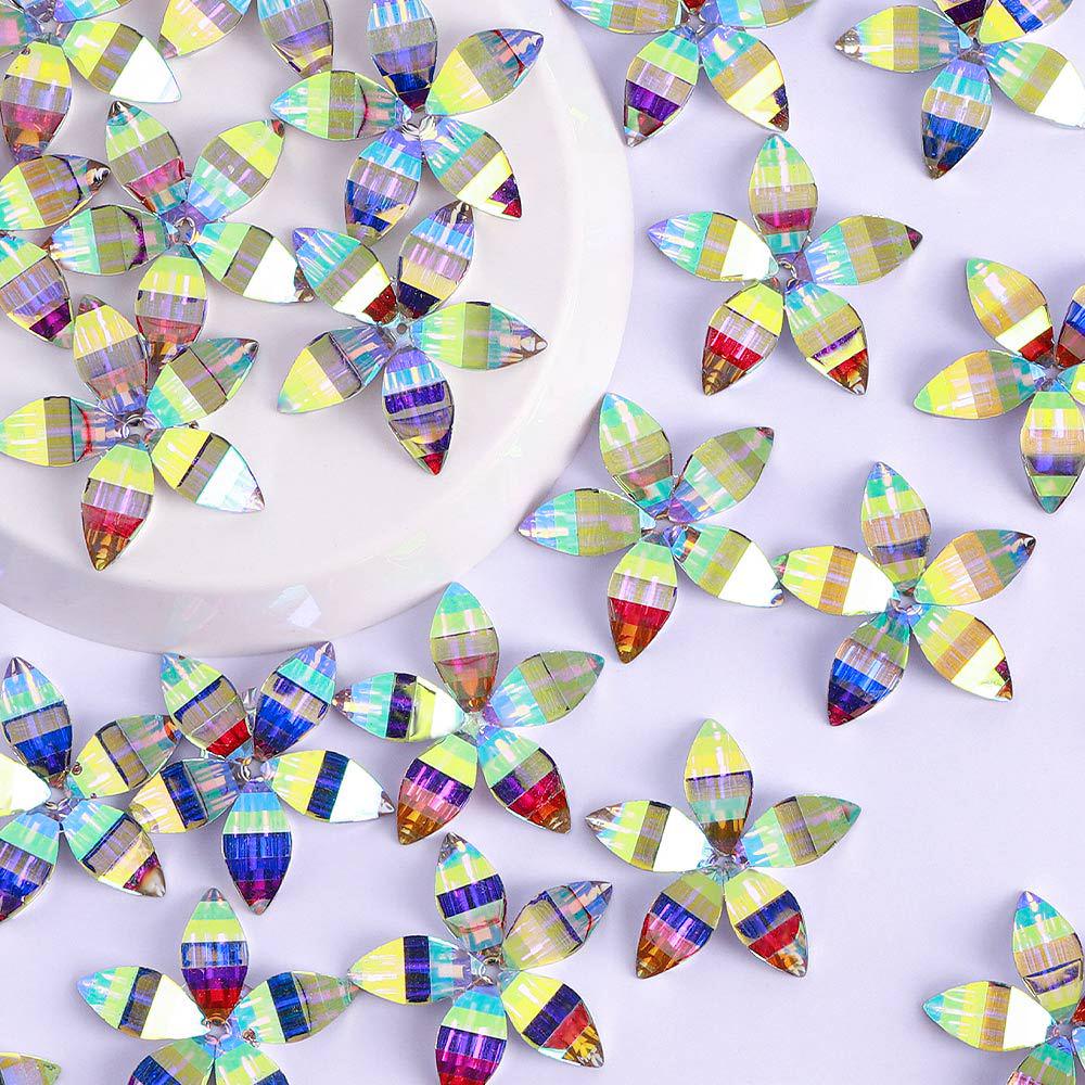 Hand-Sewn Water Drop Resin Rhinestones Brooches - Vintage DIY Clothing Accessories