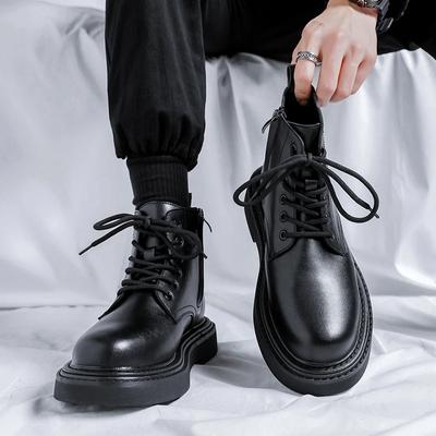 Fashion 2024 Split Leather Chelsea Boots for Men Platform Ankle Boots Male Thick Bottom Motorcycle Boots Spring Mens Chunky Casual Shoes