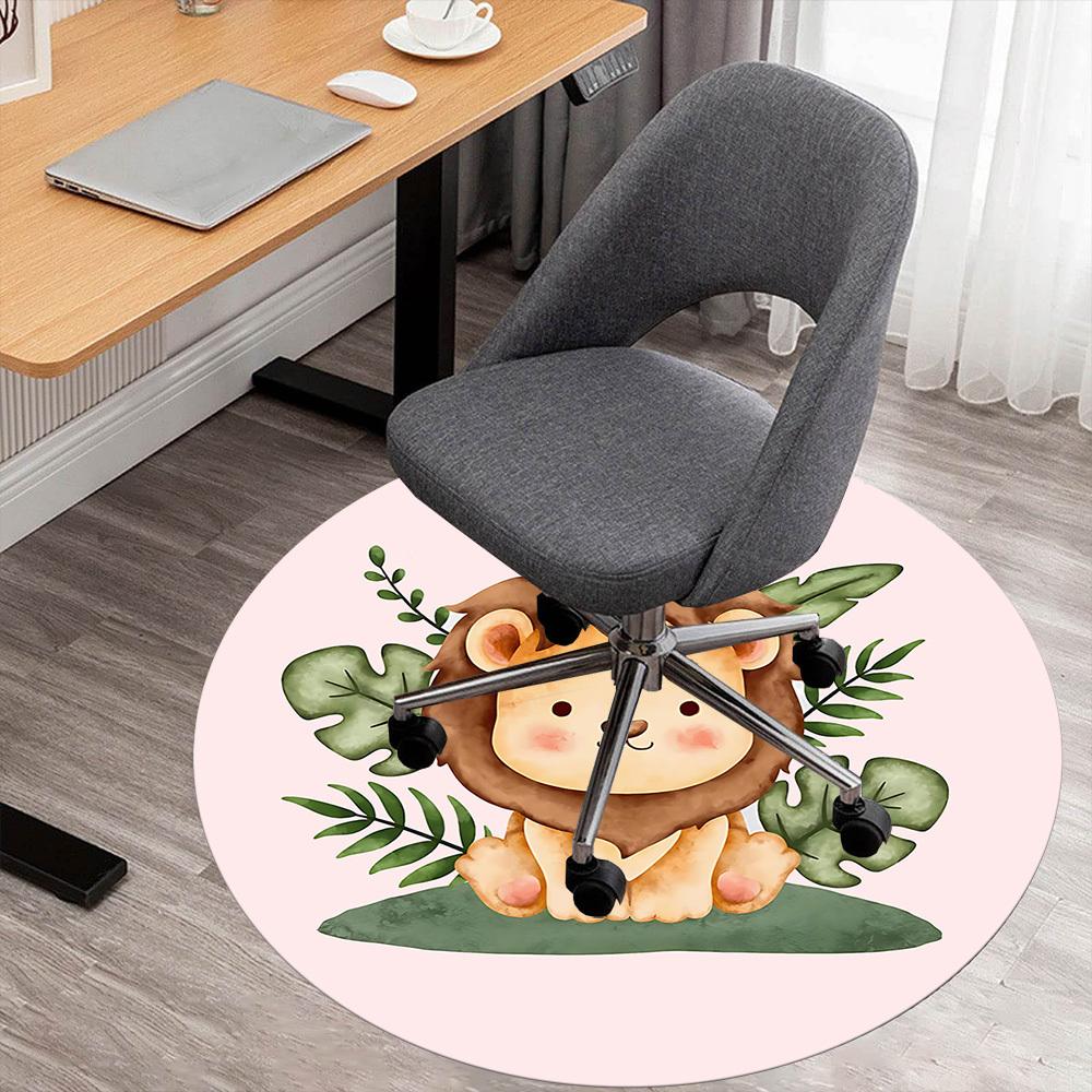 1pc lion prince Round Chair mat Area Rug - Non-Slip, Floor Mat for Office, Bedroom, and Indoor Decor c1125013