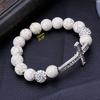 Beading Bracelet White Stone Rhinestone Bangle Natural Stones Beads Men Jewelry Cross Party Gifts