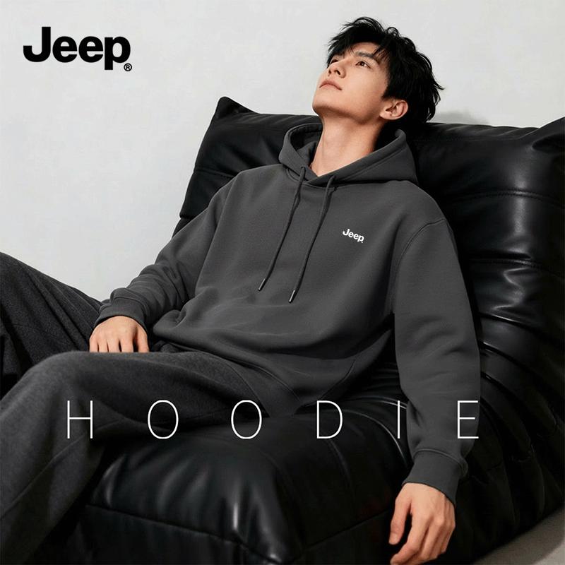 Jeep Men's Heavyweight Hooded Pullover Sweatshirt
