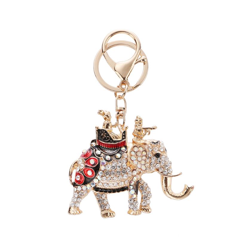 Fashion Rhinestone Elephant Keychains Cute Animal Keyrings Car Key Chain Women Bag Charm Pendant Jewelry