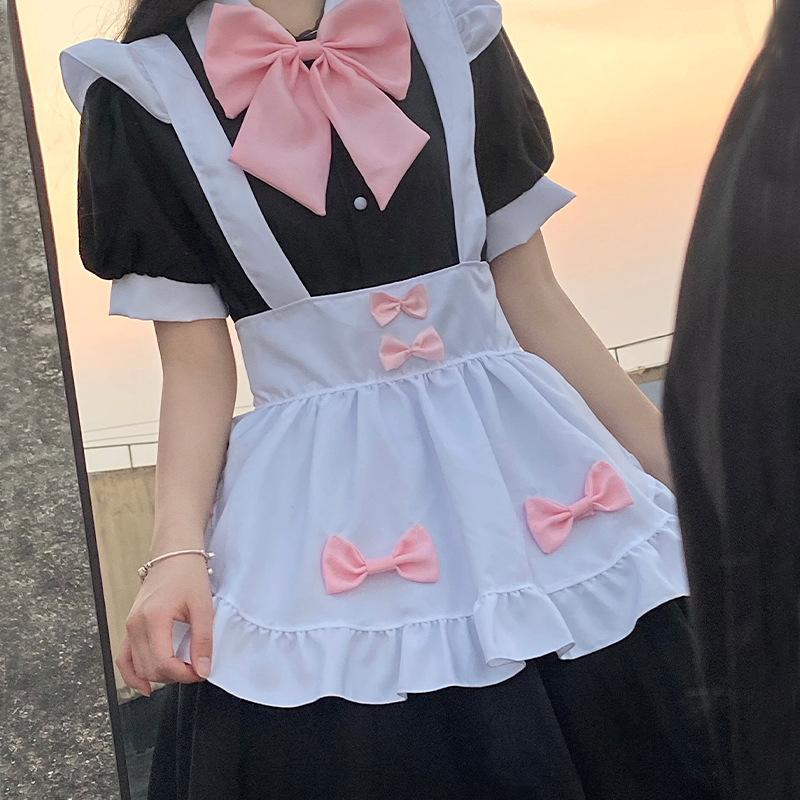2026 New Black and White Maid Clothing Women's Clothing Daily Loli Maid Cute Dress Large Size