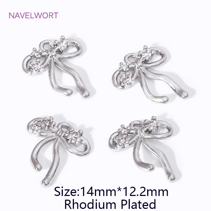 Trendy Bow Pendants For Jewelry 18K Gold Plated Brass Inlaid Zircon Charms Pendants For DIY Earrings Jewelry Making Accessories
