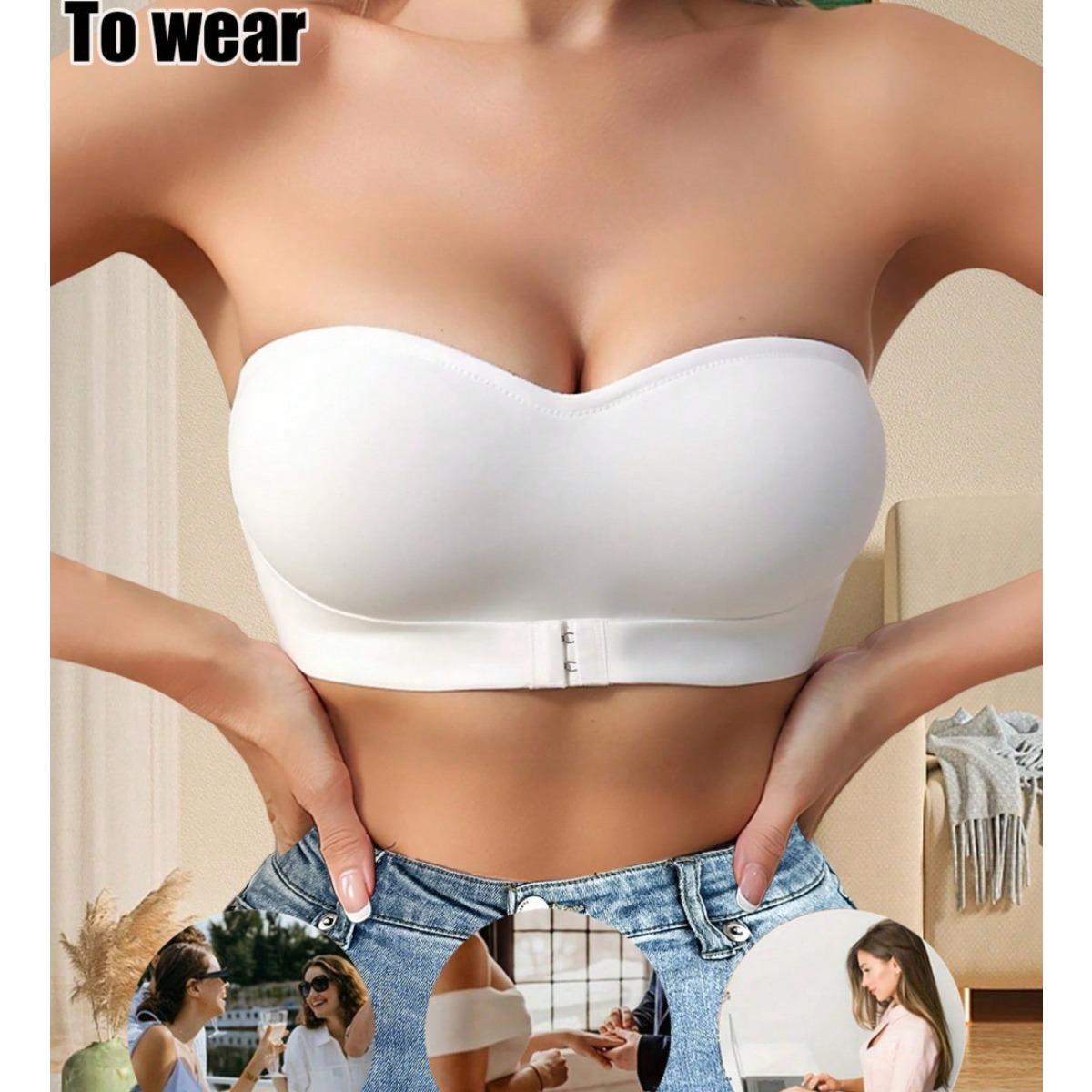 Strapless Strapless Bra, Front Button Style, Underwire Bra, Summer, Seamless Bra, Sexy, Comfortable, Gathered Bra, Backless, Top Bra, Women s Bra S белый