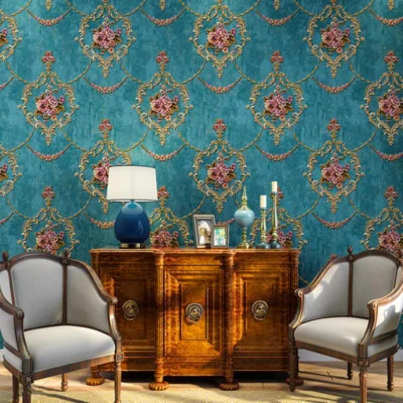3D Pastoral Flower Non-woven Wallpaper Green European Style Bedroom Living Room Sofa TV Background Wallpaper Papel De Parede A&B