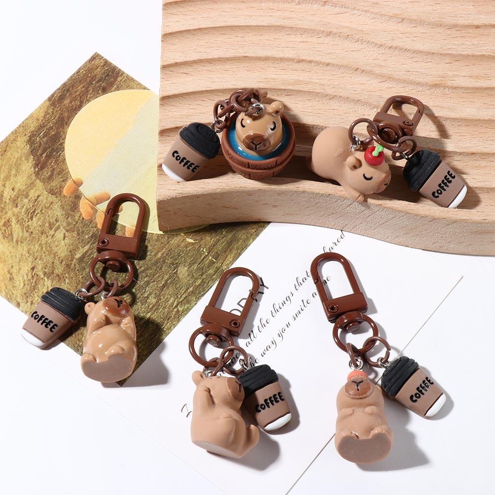 Resin Capybara Phone Pendant Trinket Capybara Car Key Ring Kapibala Key Chain  Couple Friend Family