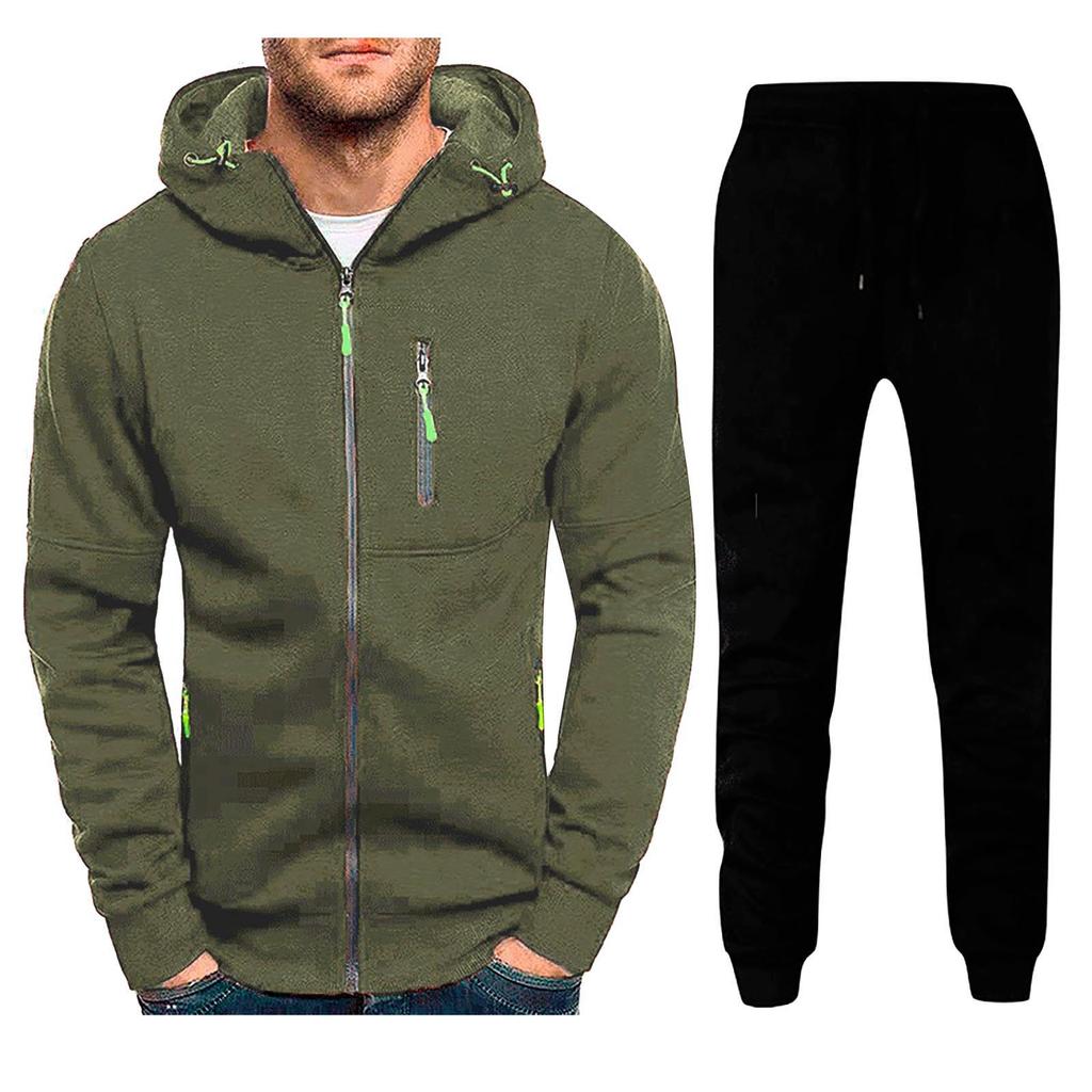 Men's Winter Sports Casual Fitness Suit With Dots Hoodie Sweatshirt And Pants