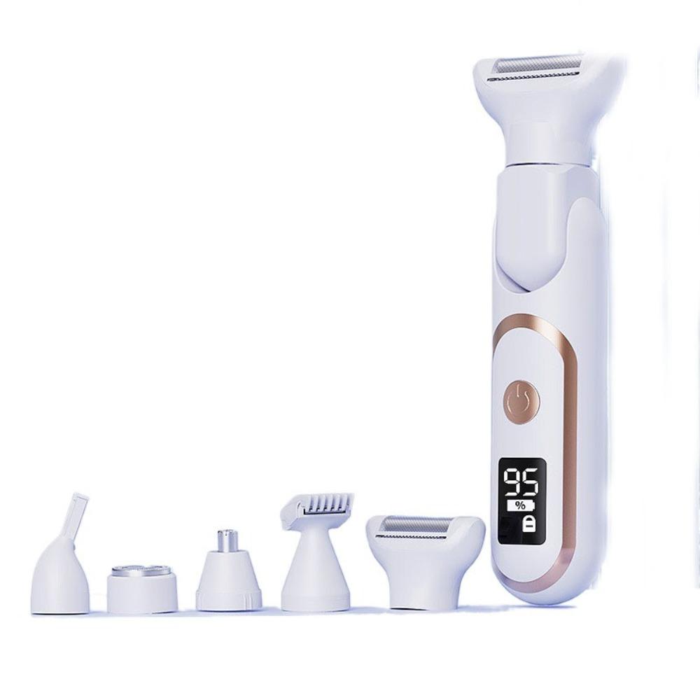 

Двоголова жіноча бритва USB-акумуляторна електрична машинка для видалення волосся для тіла, обличчя, носа, брів, ніг білий