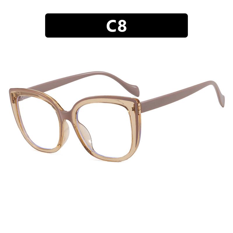 European and American color matching square large frame cat eye anti-blue light glasses frame plain retro glasses frame Internet celebrity fashion