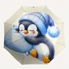 Penguin, Winter Automatic Folding Umbrella  Simple Eight Rib Design, Bright Color Pattern, Durable Iron Frame, Ideal for Travel and Outdoor,