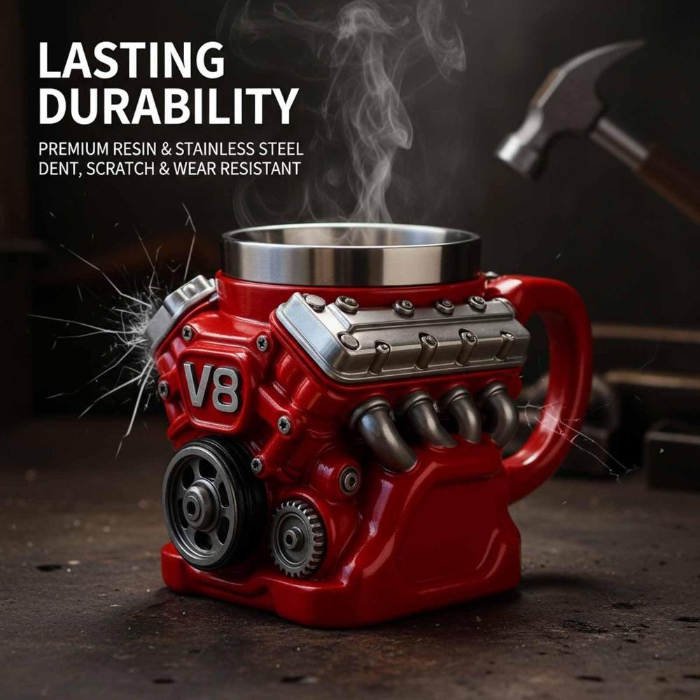 Retro V8 Engines Stainless Steel Cup Double Wall Insulation Car Mug  Gifts for Men and Boys