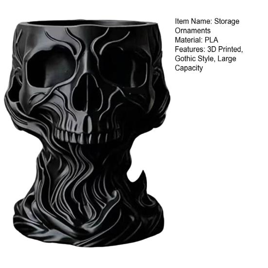 Small Item Storage Bowl 3D Printed Gothic Skull Decorative Catchall Bowl, Holder for Key Unique Entryway Coin Jewelry, Dark Art Desktop Ornament Home