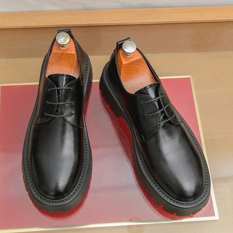 Fashion Classic Men Height-increasing Derby Shoes Men Casual Thick-soled Anti-slip Business Brand Leather Shoes Travel Shoes Sizes 38-46
