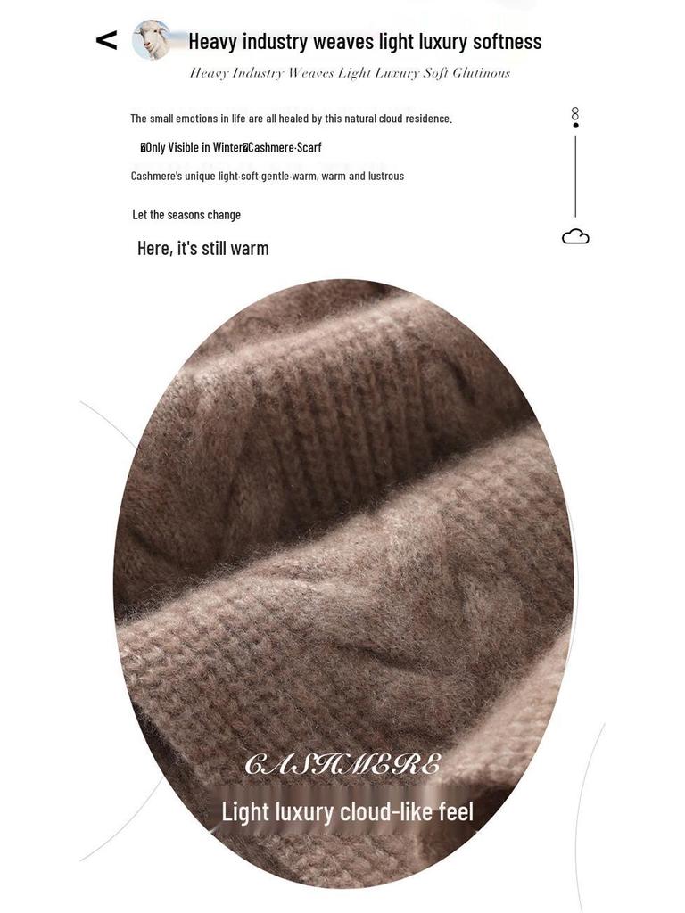 Simple! Unisex Cable Knit Cashmere Scarf: Winter Thick & Versatile Neck Warmer