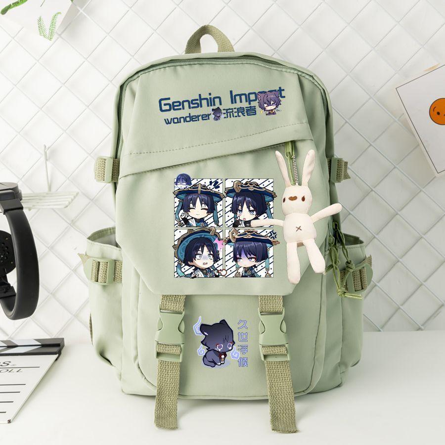 

Yuan Shen Schoolbag, Skirmisher, Wanderer, Walnut Drill, Junior High School Students, Primary School Students, Grades 3 To 6, Large-Capacity Backpack світло-зелений колір