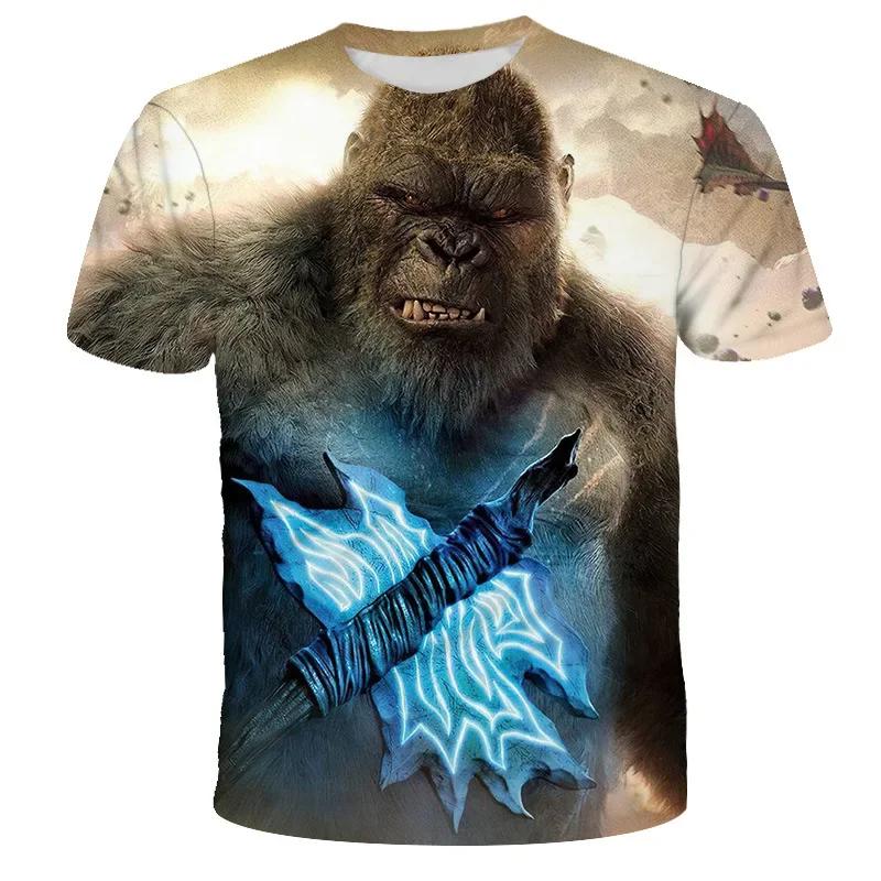 Godzilla T-shirt 3D Printing Anime Harajuku T-shirt Cartoon  Short-sleeved Summer