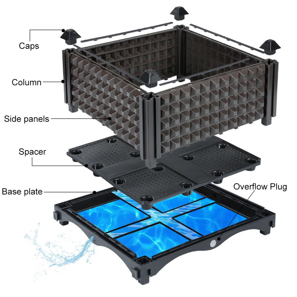 Erhöhtes Kunststoff Hochbeet Pflanzgefäß Außenpflanzgefäße mit Drainagelöchern für Terrasse Deck Veranda für Gemüse Blume Kräuter