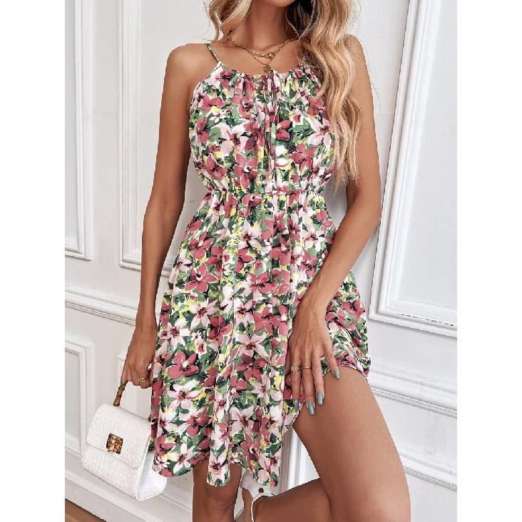 Neues Frühlings- und Sommerkleid für den Urlaub im Alltag, Pendeln, Arbeit, bequem, sexy, elegant, Damenmode, bedruckt