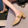 Fashion Female Sandals Cheongsam Mary Jane Square Shoes Dress Shoes Woman Heel Pumps Buckle Strap Shallow