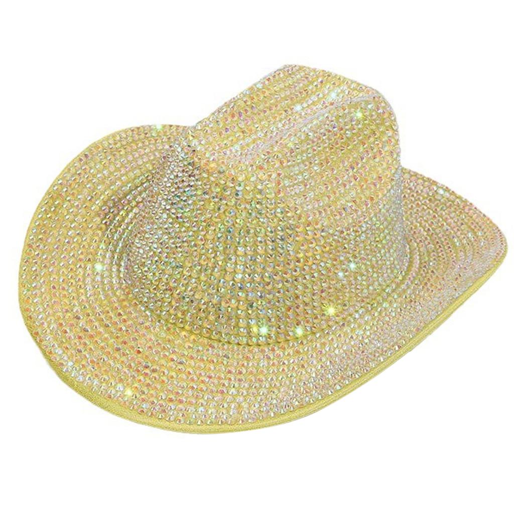 Eye-catching Crystal Cowboy Hats Bride Hat Panama Hat for Bachelorette Party Cowboy Hats for Club Stage Shows