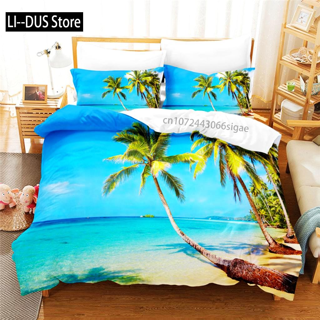 

Comforter Hawaiian Coast Bedding Set 3D Bedding Digital Printing Queen Size Bedding Set Fashion Design Comforter (quilt)-EU Single(135*200cm)3pcs