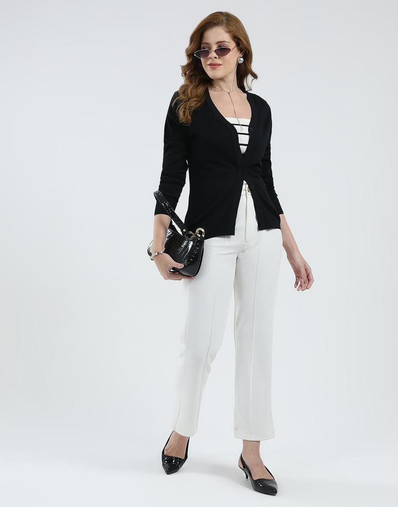 MONTE CARLO Women's V Neck Full Sleeves Cardigan