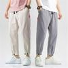 Men's Cotton and Linen Pants, Trendy Straight Casual Trousers, Loose Linen Nine-point Sports Men's Pants