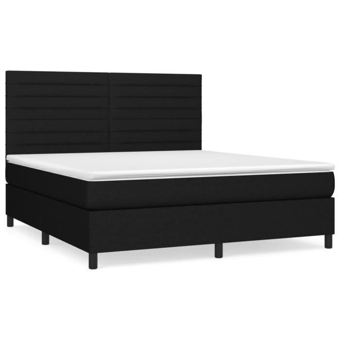 3141875 vidaXL Lit à sommier tapissier avec matelas Noir 180x200 cm Tissu