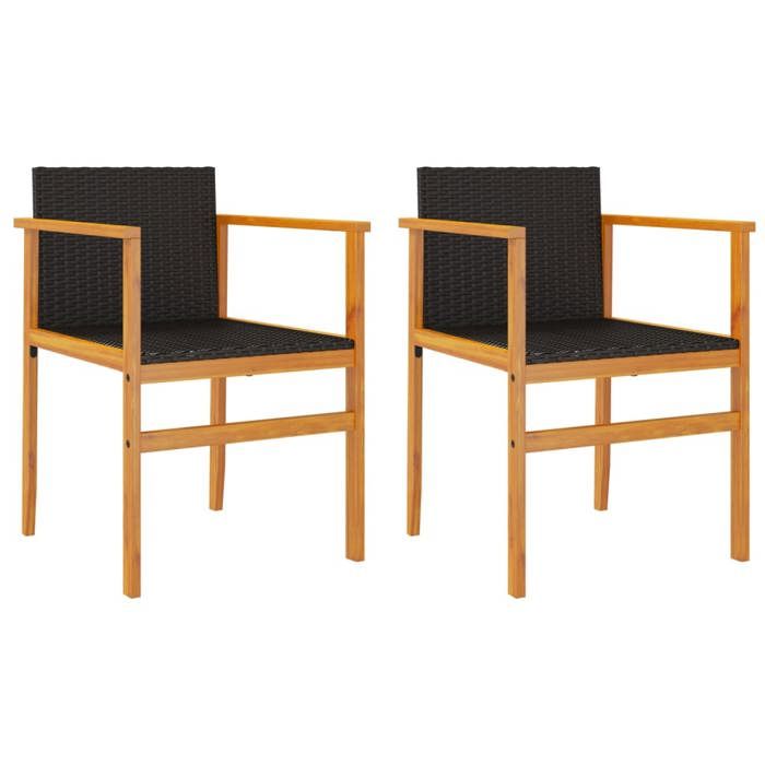 VidaXL Set of 2 Garden Chairs, Seats with Armrests, Armchairs with Backrest Patio, Modern, Black Woven Resin and 368708