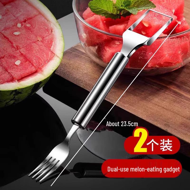 Stainless Steel Dual-Head Watermelon Cutter & Fruit Fork - Multi-Functional Slicer with Newcomer Discount