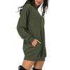 Women's Long-sleeved Pocket Pullover Hoodie Dress Waist Sweatshirt Solid Tops