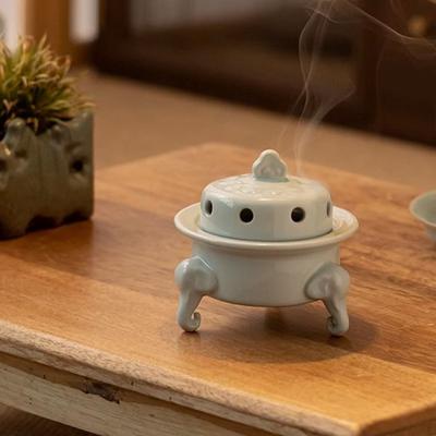 Censer Coil Incense Burner With Lid Antique Zen Home Decor Meditation Aromatherapy Bedroom Desktop Ornament Gift