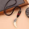 Retro woven dog tooth necklace men's and women's long niche personalized wolf tooth pendant pendant sweater chain accessories
