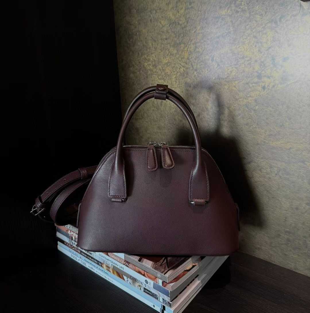 

Сумка-ракушка из коровьей кожи первого слоя через границу, нишевая французская сумка на плечо, сумка из натуральной кожи, геометрическая сумка через плечо 24×12×16 CM коричневый