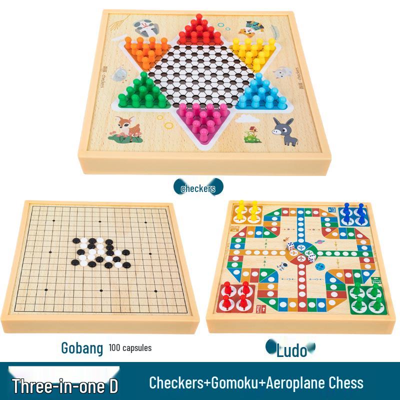 Multi-Board Game Set: Go-Moku, Checkers, Chinese Checkers, Chess, Animal Chess, Army Chess – Parent-Child Educational Toy