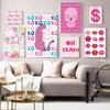 Pink Abstract Graffiti Wall Art Poster Print Picture Cheetah Lightning Lips Dollar Sign Canvas Painting Living Room Home Decor No Frame