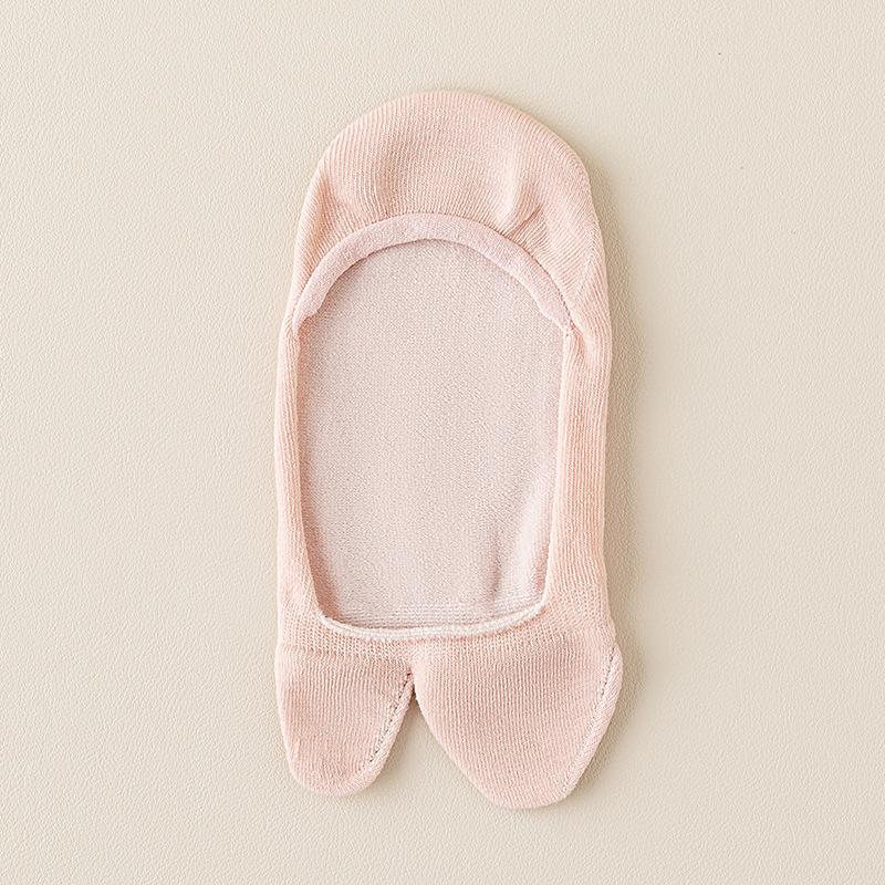 Women's Summer Thin Style Can Not Drop The Heel 7A Antibacterial Ultra Shallow Mouth Invisible Two Toe Boat Socks