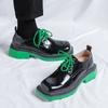Fashion Men Green High Sole Platform Glossy Leather Shoes Man Japan Harajuku Korean Streetwear New Business Wedding Leather Shoes
