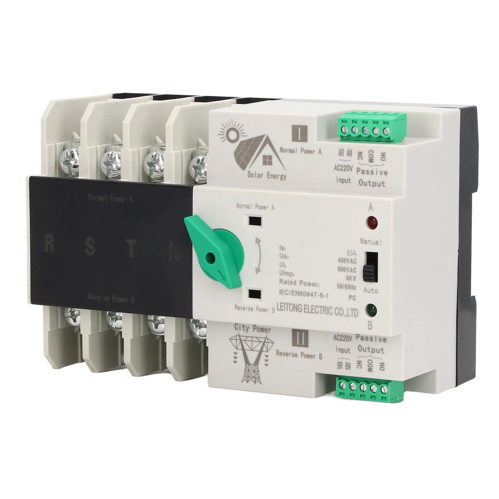 Dual Power Automatic Transfer Switch 4P Millisecond Circuit Fast Controller PV to Mains AC220V