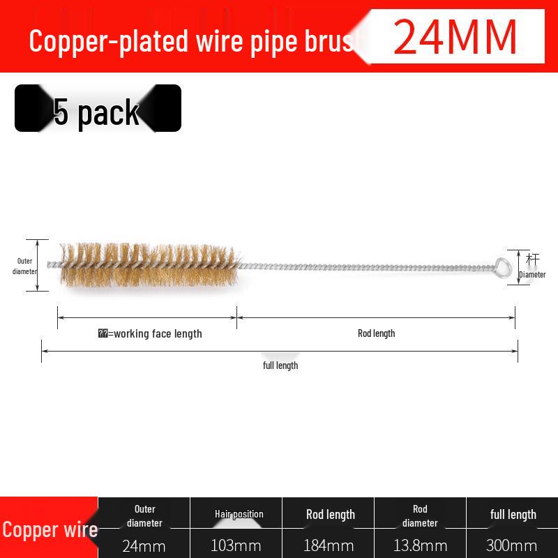 Small Bristle Test Tube & Pipe Cleaning Brush with Extended Steel Wire & Copper-Plated Features