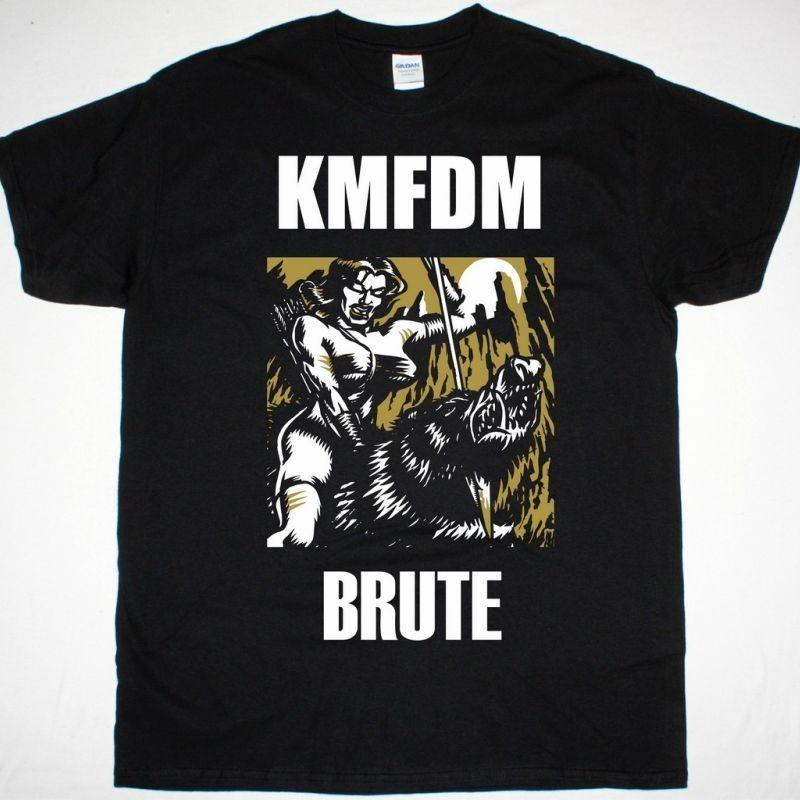Vtg KMFDM Band BRUTE Heavy Cotton Black T Shirt For Men BT806 L