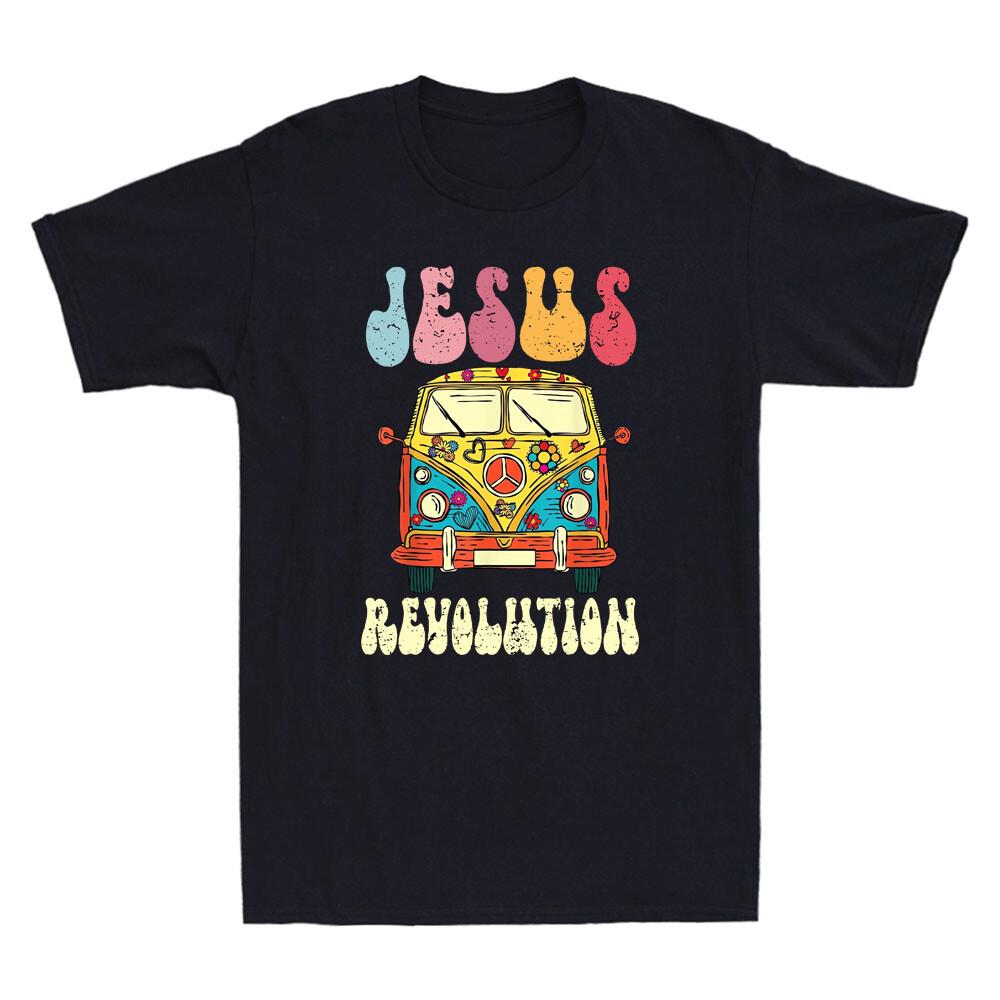 Jesus-Revolution Christian Faith Based Jesus Funny Van Bus Vintage Men s T-Shirt S