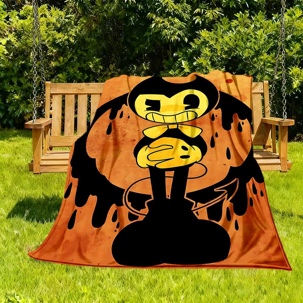 

1PC Bendy Horror Outdoor Flannel Throw Blanket - HD Printed Lightweight Soft Warm All-Season Blanket for Sofa, Bed, Travel - Machine Washable025 130cmx150cm