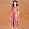 Chic French Floral Off-Shoulder A-Line Midi Dress
