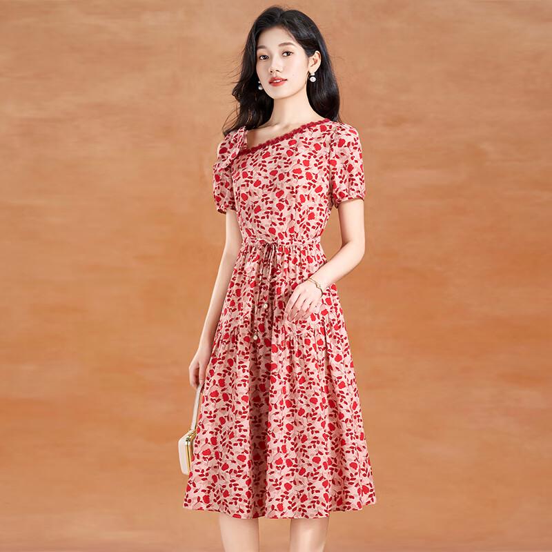 Chic French Floral Off-Shoulder A-Line Midi Dress