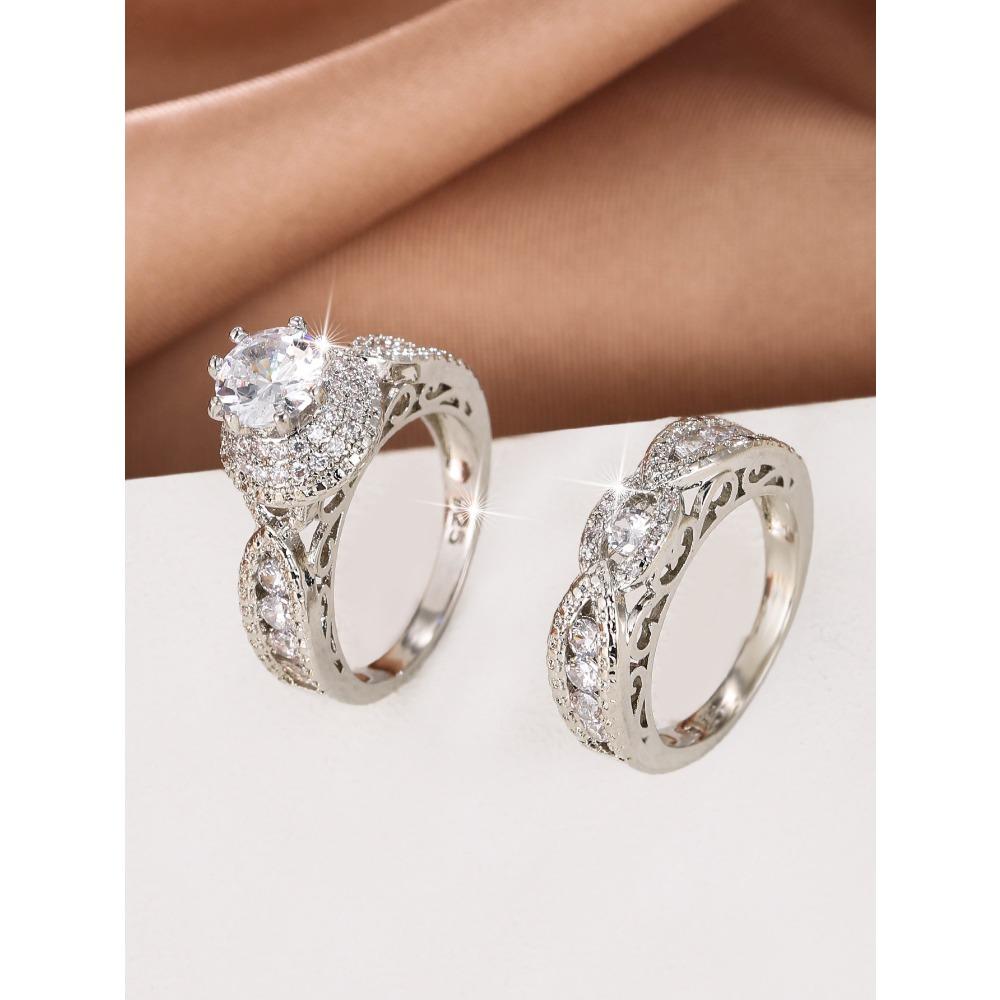 

Fashion Micro Paved Zircon Ring Unisex Simple Versatile Couple Bands For Daily Wear Elegant Jewelry Gift For Him And Her no. 6 белый