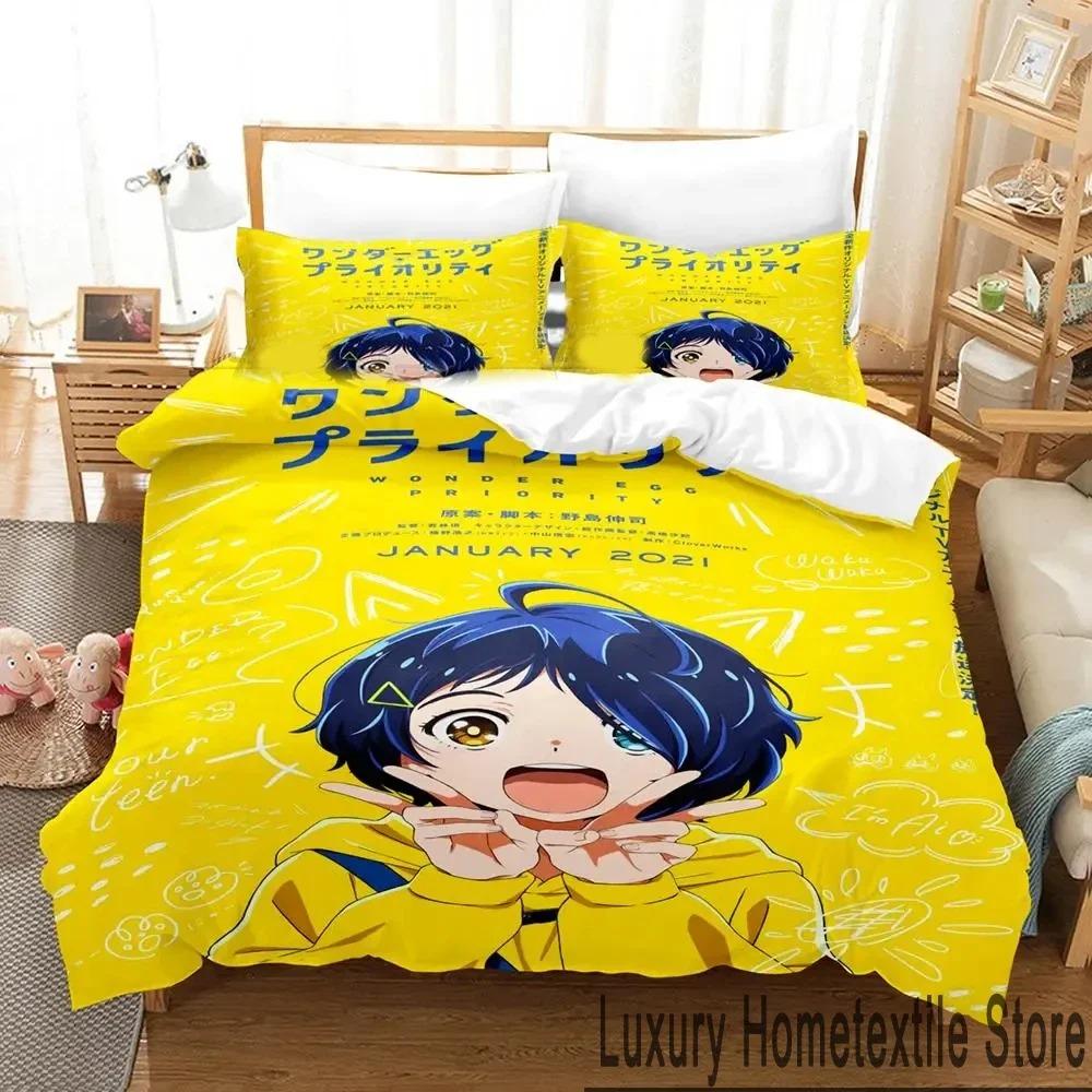 3D Print Anime Wonder Egg Priority Bedding Set Duvet Cover Bed Set Quilt Cover Pillowcase Comforter King Queen Size Boys Adult