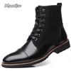 Fashion Fashion Casual Shoes for Men Size 38-48 Solid Color Lace Up Autumn Winter Ankle Boots Male Leather Short Chelsea Boots for Man